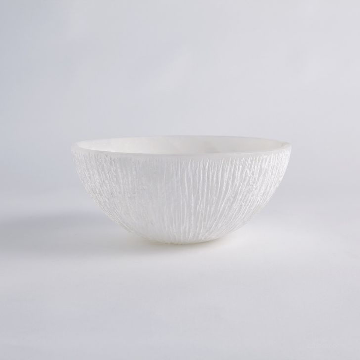 The appearance of Chiseled Alabaster Extra Large Bowl In White designed by Global Views in the modern / contemporary interior design. This white piece of furniture  was selected by 1StopBedrooms from Chiseled Collection to add a touch of cosiness and style into your home. Sku: 7.30144. Product Type: Bowl. Material: Alabaster. Image1