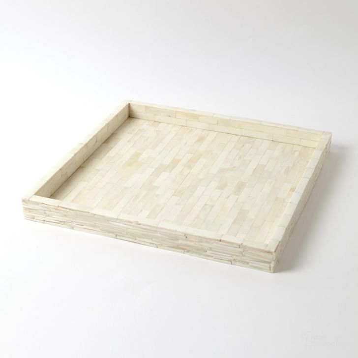 The appearance of Chiseled Bone Medium Tray In White designed by Global Views in the modern / contemporary interior design. This white piece of furniture  was selected by 1StopBedrooms from Chiseled Collection to add a touch of cosiness and style into your home. Sku: 7.90242. Product Type: Tray. Material: Bone. Image1