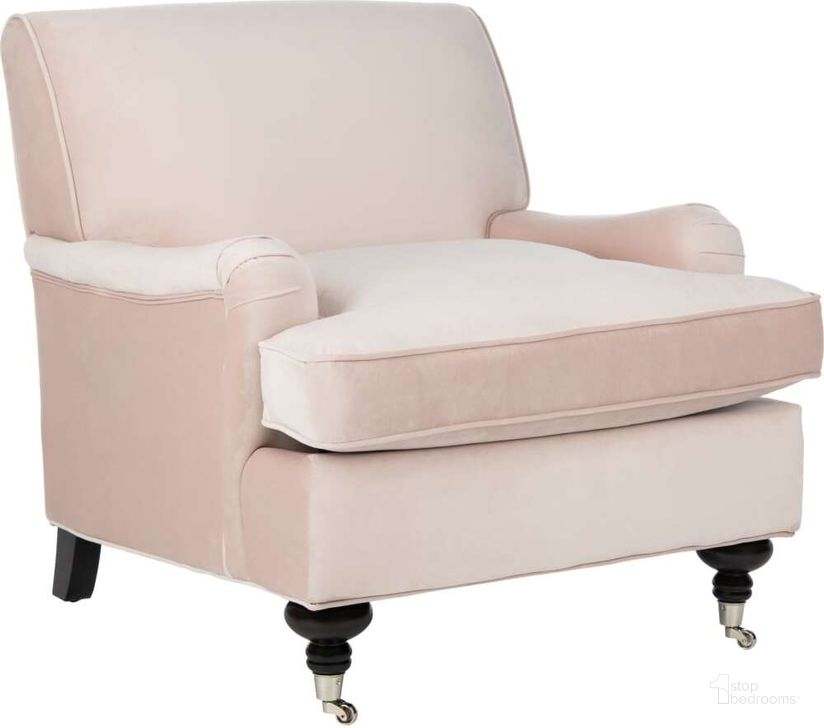 The appearance of Chloe Blush Pink and Espresso Club Chair designed by Safavieh in the coastal interior design. This blush piece of furniture  was selected by 1StopBedrooms from Chloe Collection to add a touch of cosiness and style into your home. Sku: MCR4571N. Product Type: Accent Chair. Material: Stainless Steel. Image1