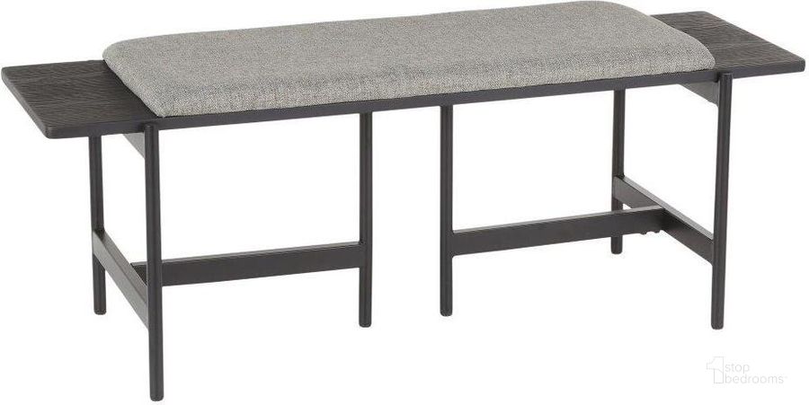 The appearance of Chloe Contemporary Bench In Black Metal And Grey Fabric With Black Wood Accents designed by Lumisource in the modern / contemporary interior design. This black piece of furniture  was selected by 1StopBedrooms from Chloe Collection to add a touch of cosiness and style into your home. Sku: BC-CHLOE BKGY. Product Type: Bench. Material: Bamboo. Image1