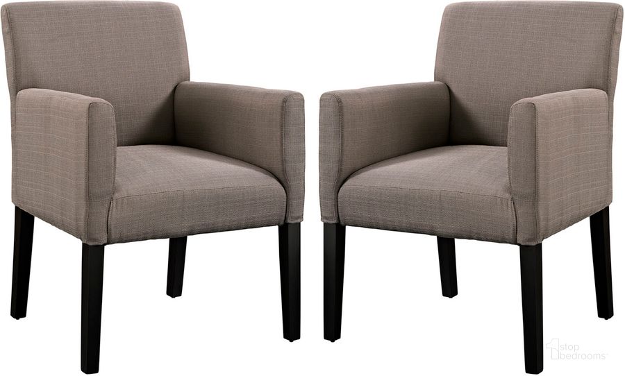 The appearance of Chloe Gray Arm Chair Set of 2 designed by Modway in the modern / contemporary interior design. This gray piece of furniture  was selected by 1StopBedrooms from Chloe Collection to add a touch of cosiness and style into your home. Sku: EEI-1299-GRY. Material: Wood. Product Type: Living Room Chair. Image1