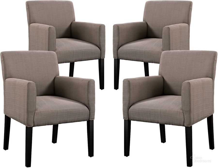 The appearance of Chloe Gray Arm Chair Set of 4 designed by Modway in the modern / contemporary interior design. This gray piece of furniture  was selected by 1StopBedrooms from Chloe Collection to add a touch of cosiness and style into your home. Sku: EEI-1679-GRY. Material: Wood. Product Type: Living Room Chair. Image1
