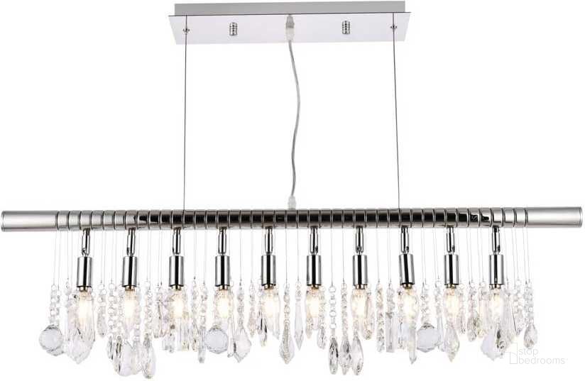 The appearance of Chorus Line 40" Chrome 10 Light Chandelier With Clear Royal Cut Crystal Trim designed by Elegant Lighting in the modern / contemporary interior design. This chrome piece of furniture  was selected by 1StopBedrooms from Chorus Line Collection to add a touch of cosiness and style into your home. Sku: V3100D40C/RC. Product Type: Chandelier. Material: Crystal. Image1