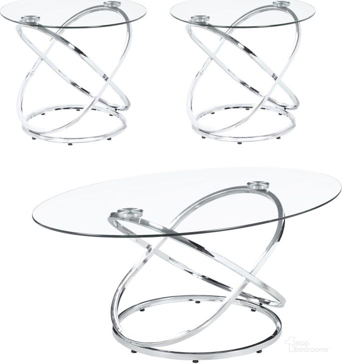The appearance of Chrome 3-Piece Occasional Table Set designed by Coaster in the modern / contemporary interior design. This chrome piece of furniture  was selected by 1StopBedrooms from  to add a touch of cosiness and style into your home. Sku: 722373B1;722373B2. Material: Metal. Product Type: Occasional Table Set. Image1