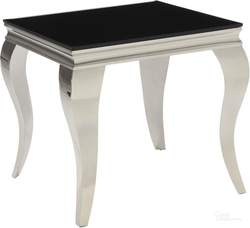 The appearance of Chrome and Black Glass Top Chrome End Table designed by Coaster in the modern / contemporary interior design. This black piece of furniture  was selected by 1StopBedrooms from End Tables Collection to add a touch of cosiness and style into your home. Sku: 705017B1;705017B2;705017B3. Material: Glass. Product Type: End Table. Table Top Shape: Rectangular. Image1