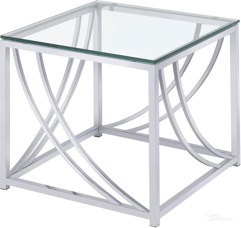 The appearance of Chrome End Table designed by Coaster in the modern / contemporary interior design. This silver piece of furniture  was selected by 1StopBedrooms from Chrome Collection to add a touch of cosiness and style into your home. Sku: 720497. Material: Glass. Product Type: End Table. Table Top Shape: Rectangular. Image1