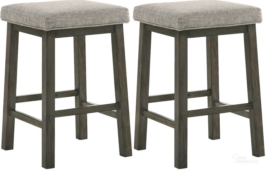 The appearance of Churon Gray Bar Stool Set Of 2 designed by New Classic in the transitional interior design. This gray piece of furniture  was selected by 1StopBedrooms from Churon Collection to add a touch of cosiness and style into your home. Sku: D321-22. Product Type: Barstool. Image1