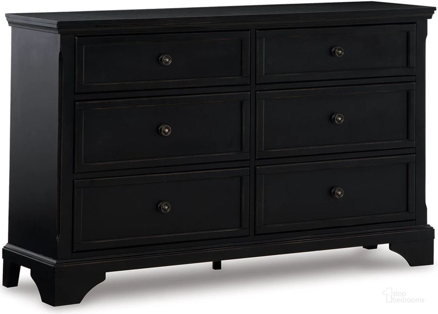 The appearance of Chylanta Black Dresser designed by Signature Design by Ashley in the traditional interior design. This black piece of furniture  was selected by 1StopBedrooms from Chylanta Collection to add a touch of cosiness and style into your home. Sku: B739-31. Material: Wood. Product Type: Dresser. Image1