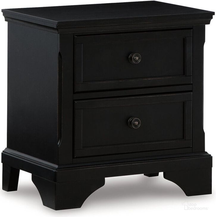 The appearance of Chylanta Black Two Drawer Nightstand designed by Signature Design by Ashley in the traditional interior design. This black piece of furniture  was selected by 1StopBedrooms from Chylanta Collection to add a touch of cosiness and style into your home. Sku: B739-92. Material: Wood. Product Type: Nightstand. Image1