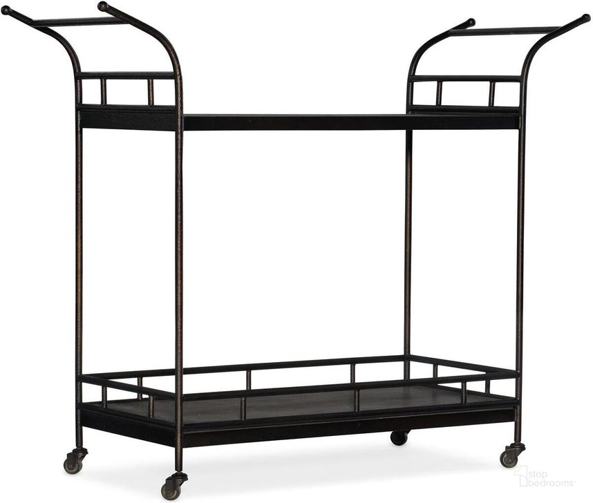 The appearance of Ciao Bella Bar Cart designed by Hooker in the transitional interior design. This black piece of furniture  was selected by 1StopBedrooms from Ciaobella Collection to add a touch of cosiness and style into your home. Sku: 5805-75160-89. Material: Wood. Product Type: Bar Cart. Image1