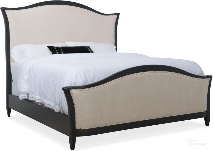 The appearance of Ciao Bella Cal King Upholstered Bed- Black designed by Hooker in the transitional interior design. This beige piece of furniture  was selected by 1StopBedrooms from Ciaobella Collection to add a touch of cosiness and style into your home. Sku: 5805-90863-99;5805-90867-99;5805-90868-99. Bed Type: Panel Bed. Material: Wood. Product Type: Panel Bed. Bed Size: California King. Image1