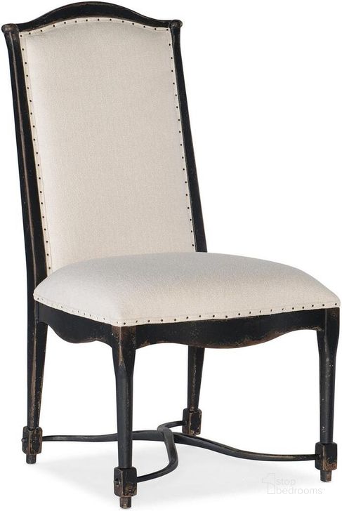 The appearance of CiaoBella Upholstered Back Side Chair- Black set of 2 designed by Hooker in the transitional interior design. This black piece of furniture  was selected by 1StopBedrooms from Ciaobella Collection to add a touch of cosiness and style into your home. Sku: 5805-75310-99. Material: Fabric. Product Type: Side Chair. Image1