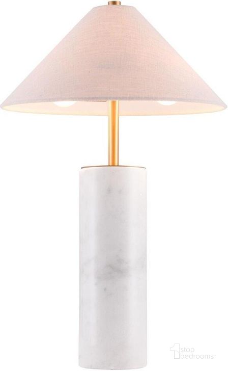 The appearance of Ciara Table Lamp Beige and White designed by Zuo Modern in the modern / contemporary interior design. This beige piece of furniture  was selected by 1StopBedrooms from Ciara Collection to add a touch of cosiness and style into your home. Sku: 56100. Material: Polyester. Product Type: Table Lamp. Image1