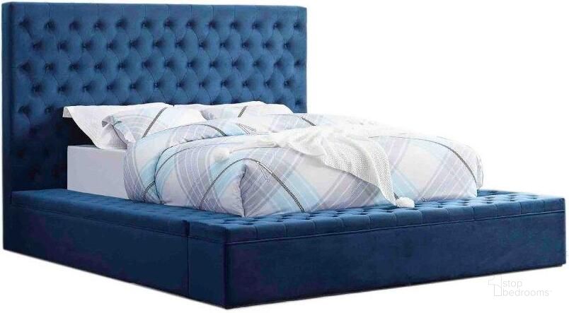 The appearance of Cierra Fabric Platform Queen Bed With Storage In Blue designed by Best Master Furniture in the modern / contemporary interior design. This blue piece of furniture  was selected by 1StopBedrooms from Cierra Collection to add a touch of cosiness and style into your home. Sku: YY136BLQ. Bed Type: Platform Bed. Material: Upholstered. Product Type: Platform Bed. Bed Size: Queen. Image1