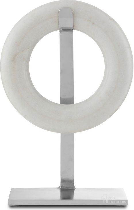 The appearance of Circle of Life Medium Marble Ring In White and Nickel designed by Currey & Company in the modern / contemporary interior design. This white / nickel piece of furniture  was selected by 1StopBedrooms from Circle Collection to add a touch of cosiness and style into your home. Sku: 1200-0455. Product Type: Decorative Accessory. Material: Iron. Image1