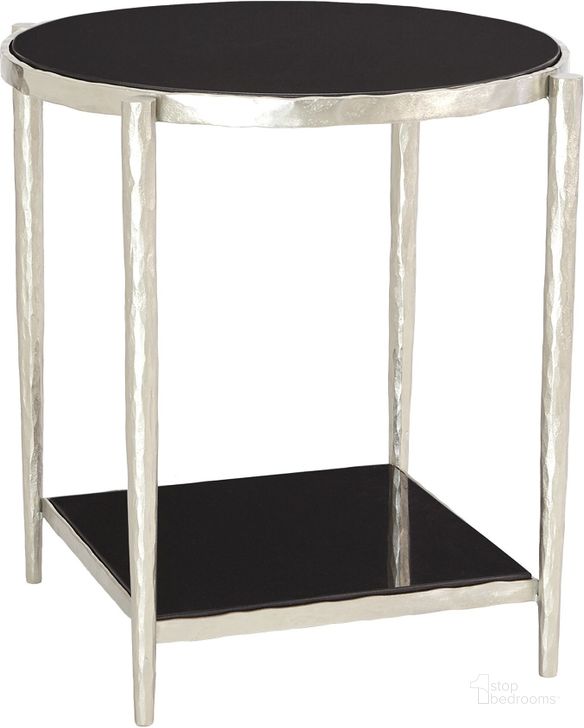 The appearance of Circle Square Side Table In Nickel With Black Granite designed by Global Views in the modern / contemporary interior design. This black piece of furniture  was selected by 1StopBedrooms from Circle Collection to add a touch of cosiness and style into your home. Sku: 9.93687. Product Type: Side Table. Material: Iron. Image1