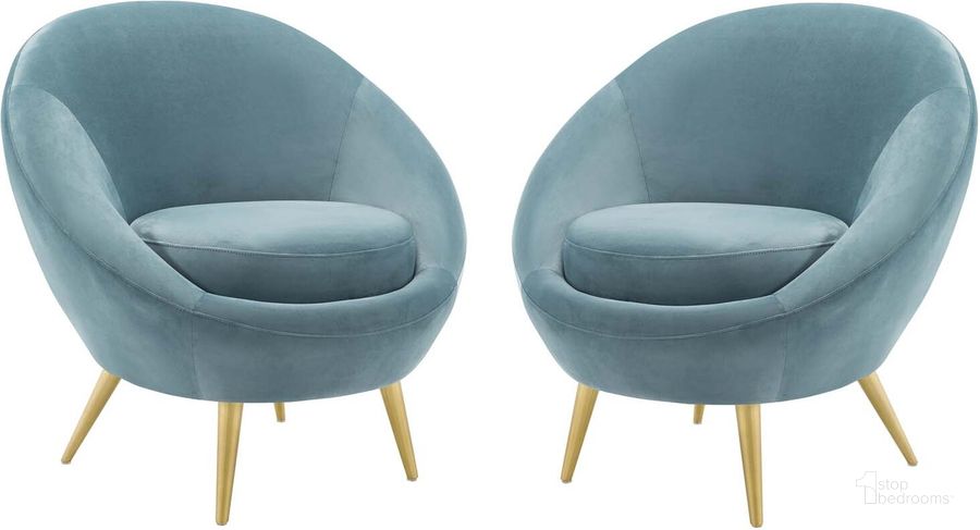 The appearance of Circuit Accent Chair Performance Velvet Set of 2 EEI-4484-LBU designed by Modway in the modern / contemporary interior design. This light blue piece of furniture  was selected by 1StopBedrooms from Circuit Collection to add a touch of cosiness and style into your home. Sku: EEI-4484-LBU. Material: Wood. Product Type: Accent Chair. Image1