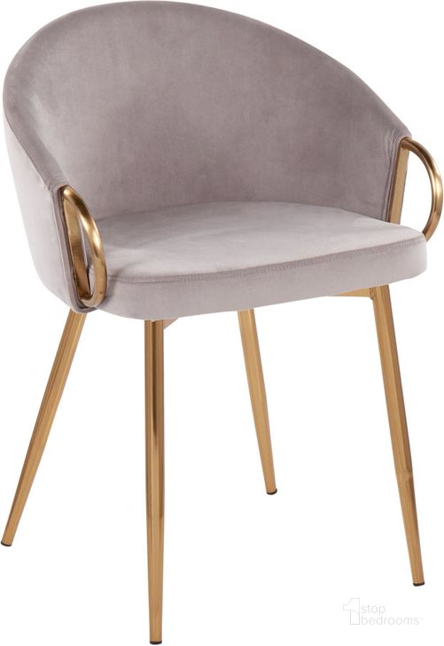 The appearance of Claire Chair in Gold Metal and Silver Velvet designed by Lumisource in the modern / contemporary interior design. This silver piece of furniture  was selected by 1StopBedrooms from Claire Collection to add a touch of cosiness and style into your home. Sku: CH-CLAIRE AUVSV. Material: Steel. Product Type: Accent Chair. Image1