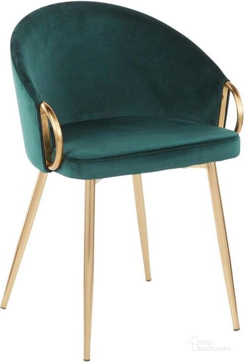 The appearance of Claire Contemporary/Glam Chair In Gold Metal And Emerald Green Velvet designed by Lumisource in the modern / contemporary interior design. This emerald green piece of furniture  was selected by 1StopBedrooms from Claire Collection to add a touch of cosiness and style into your home. Sku: CH-CLAIRE AUVGN. Product Type: Chair. Material: Velvet. Image1