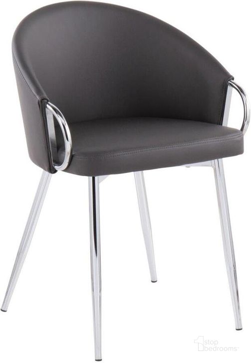 The appearance of Claire Contemporary/Glam Chair In Silver Metal And Grey Faux Leather designed by Lumisource in the modern / contemporary interior design. This silver and grey piece of furniture  was selected by 1StopBedrooms from Claire Collection to add a touch of cosiness and style into your home. Sku: CH-CLAIRE SVGY. Product Type: Chair. Material: PU. Image1