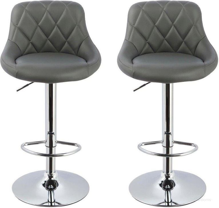 The appearance of Claire Faux Leather Adjustable Swivel Bar Stool Set of 2 In Gray designed by Best Master Furniture in the modern / contemporary interior design. This gray piece of furniture  was selected by 1StopBedrooms from Claire Collection to add a touch of cosiness and style into your home. Sku: WY523G. Material: Faux Leather. Product Type: Barstool. Image1