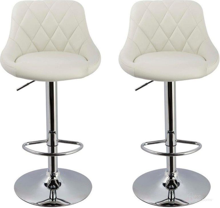 The appearance of Claire Faux Leather Adjustable Swivel Bar Stool Set of 2 In White designed by Best Master Furniture in the modern / contemporary interior design. This white piece of furniture  was selected by 1StopBedrooms from Claire Collection to add a touch of cosiness and style into your home. Sku: WY523W. Material: Faux Leather. Product Type: Barstool. Image1