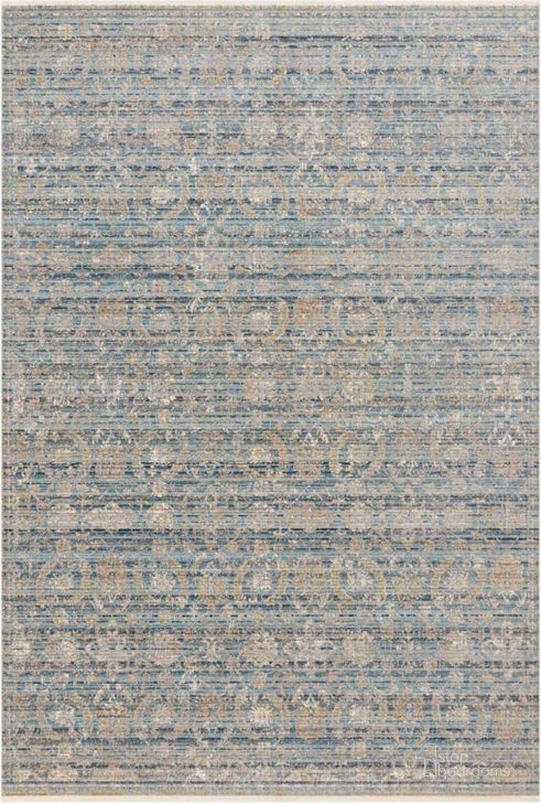 The appearance of Claire Ocean/Gold Rug CLAECLE-03OCGO160S designed by Loloi Rugs in the traditional interior design. This ocean and gold piece of furniture  was selected by 1StopBedrooms from Claire Collection to add a touch of cosiness and style into your home. Sku: CLAECLE-03OCGO160S. Material: Polyester. Product Type: Rug. Image1