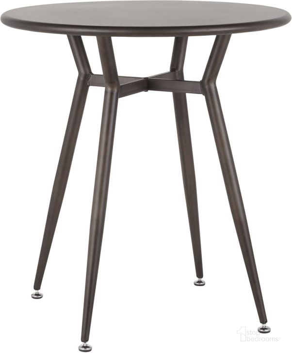 The appearance of Clara Industrial Round Dinette Table In Antique Metal designed by Lumisource in the industrial interior design. This antique metal piece of furniture  was selected by 1StopBedrooms from Clara Collection to add a touch of cosiness and style into your home. Sku: DT-CLARARN AN. Material: Steel. Product Type: Bistro Table. Image1