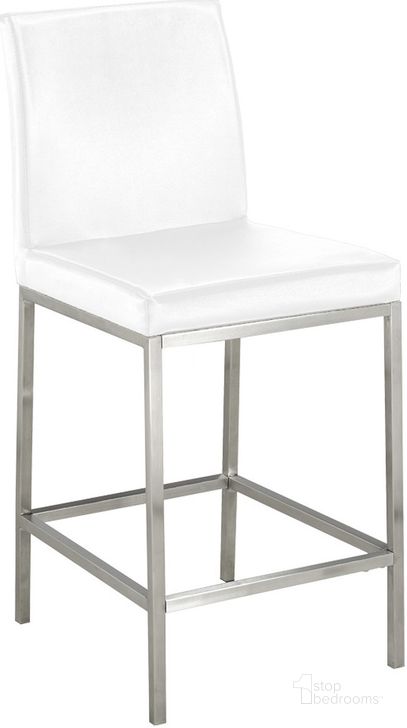 The appearance of Clara White Counter Stool designed by Uptown Club in the modern / contemporary interior design. This white piece of furniture  was selected by 1StopBedrooms from Clara Collection to add a touch of cosiness and style into your home. Sku: GM1156. Material: Faux Leather. Product Type: Barstool. Image1