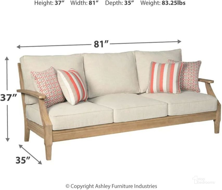 Clare View Beige Outdoor Sofa with Cushion by Ashley Furniture