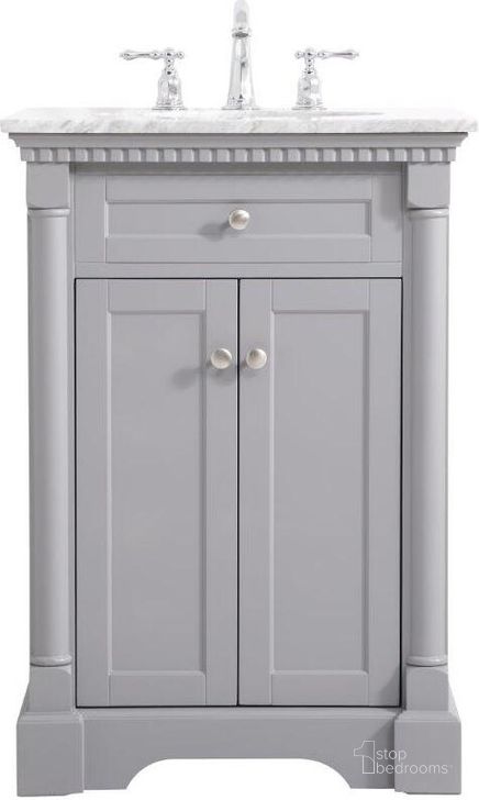 The appearance of Clarence 24 Inch Single Bathroom Vanity In Grey designed by Elegant Lighting in the traditional interior design. This grey piece of furniture  was selected by 1StopBedrooms from Clarence Collection to add a touch of cosiness and style into your home. Sku: VF53024GR. Material: Wood. Product Type: Bathroom Vanity. Image1