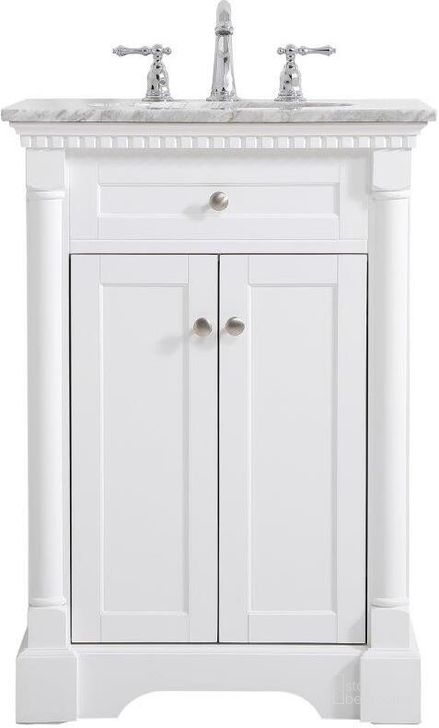 The appearance of Clarence 24 Inch Single Bathroom Vanity In White designed by Elegant Lighting in the traditional interior design. This white piece of furniture  was selected by 1StopBedrooms from Clarence Collection to add a touch of cosiness and style into your home. Sku: VF53024WH. Material: Wood. Product Type: Bathroom Vanity. Image1