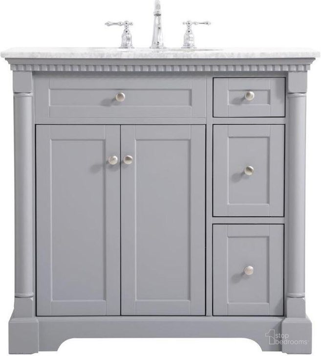 The appearance of Clarence 36 Inch Single Bathroom Vanity In Grey designed by Elegant Lighting in the traditional interior design. This grey piece of furniture  was selected by 1StopBedrooms from Clarence Collection to add a touch of cosiness and style into your home. Sku: VF53036GR. Material: Wood. Product Type: Bathroom Vanity. Image1