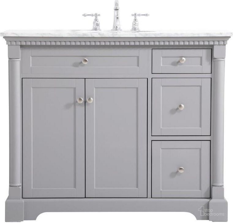 The appearance of Clarence 42 Inch Single Bathroom Vanity In Grey designed by Elegant Lighting in the traditional interior design. This grey piece of furniture  was selected by 1StopBedrooms from Clarence Collection to add a touch of cosiness and style into your home. Sku: VF53042GR. Material: Wood. Product Type: Bathroom Vanity. Image1