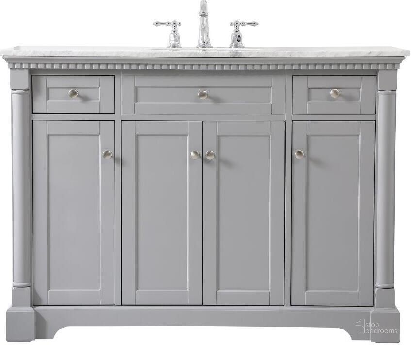 The appearance of Clarence 48 Inch Single Bathroom Vanity In Grey designed by Elegant Lighting in the traditional interior design. This grey piece of furniture  was selected by 1StopBedrooms from Clarence Collection to add a touch of cosiness and style into your home. Sku: VF53048GR. Material: Wood. Product Type: Bathroom Vanity. Image1