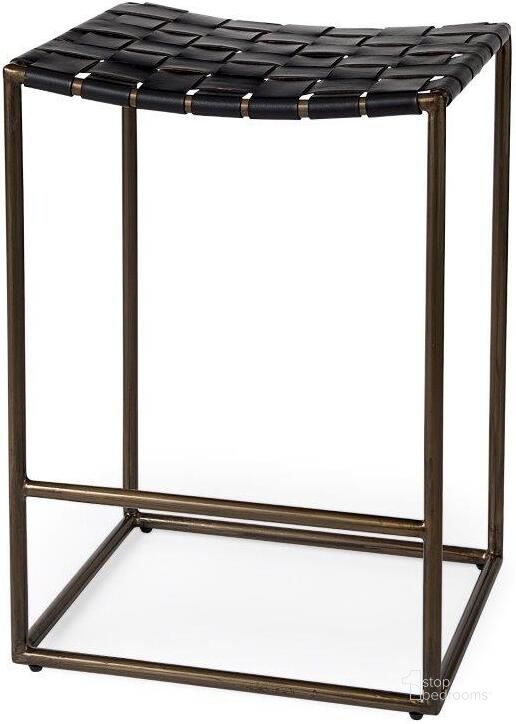 The appearance of Clarissa Black Woven Leather Seat With Nickel Frame Counter Stool designed by Mercana in the industrial interior design. This black piece of furniture  was selected by 1StopBedrooms from Clarissa Collection to add a touch of cosiness and style into your home. Sku: 69392. Material: Metal. Product Type: Barstool. Image1