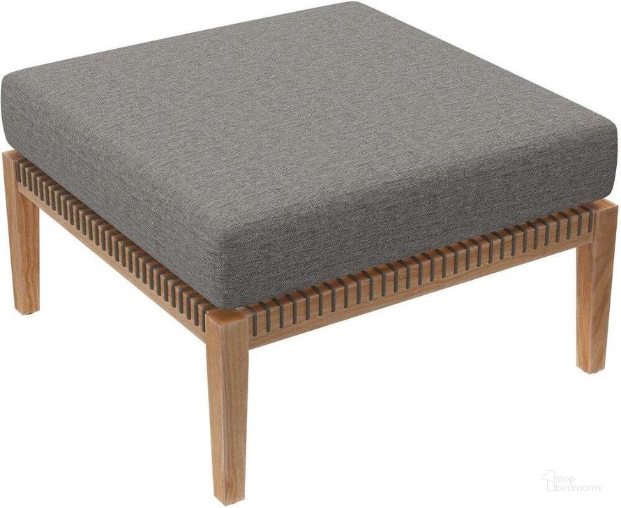 The appearance of Clearwater Outdoor Patio Teak Wood Ottoman In Gray Graphite designed by Modway in the transitional interior design. This grey and graphite piece of furniture  was selected by 1StopBedrooms from Clearwater Collection to add a touch of cosiness and style into your home. Sku: EEI-5854-GRY-GPH. Product Type: Outdoor Ottoman. Material: Stainless Steel. Image1