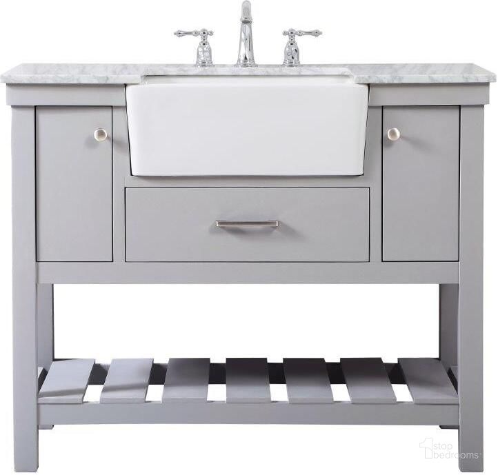 The appearance of Clement 42 Inch Single Bathroom Vanity In Grey designed by Elegant Lighting in the country / farmhouse interior design. This grey piece of furniture  was selected by 1StopBedrooms from Clement Collection to add a touch of cosiness and style into your home. Sku: VF60142GR. Material: Wood. Product Type: Bathroom Vanity. Image1
