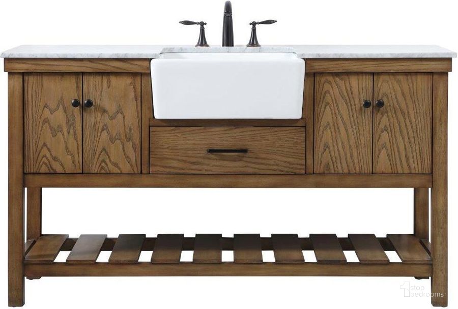 The appearance of Clement 60 Inch Single Bathroom Vanity In Driftwood designed by Elegant Lighting in the country / farmhouse interior design. This driftwood piece of furniture  was selected by 1StopBedrooms from Clement Collection to add a touch of cosiness and style into your home. Sku: VF60160DW. Material: Wood. Product Type: Bathroom Vanity. Image1