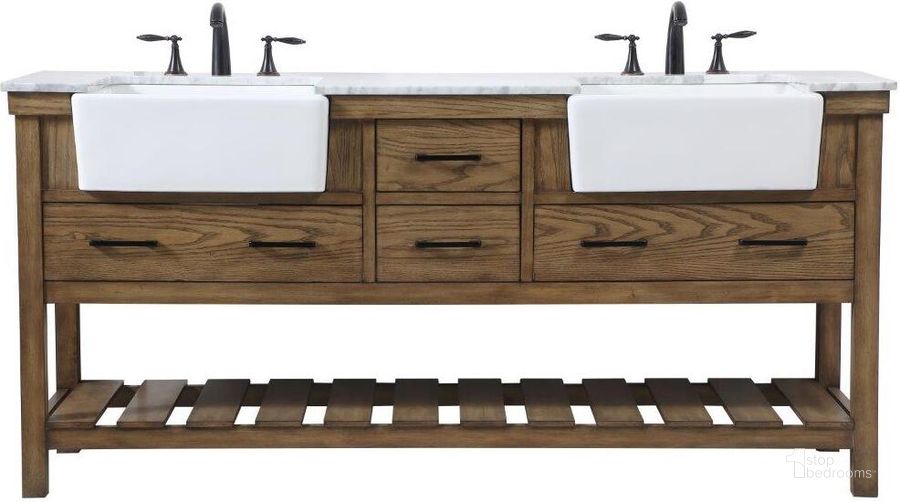 The appearance of Clement 72 Inch Double Bathroom Vanity In Driftwood designed by Elegant Lighting in the country / farmhouse interior design. This driftwood piece of furniture  was selected by 1StopBedrooms from Clement Collection to add a touch of cosiness and style into your home. Sku: VF60172DDW. Material: Wood. Product Type: Bathroom Vanity. Image1