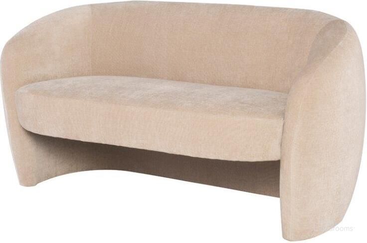 The appearance of Clementine Almond Fabric Double Seat Sofa designed by Nuevo in the modern / contemporary interior design. This almond piece of furniture  was selected by 1StopBedrooms from Clementine Collection to add a touch of cosiness and style into your home. Sku: HGSC751. Material: Fabric. Product Type: Loveseat. Image1
