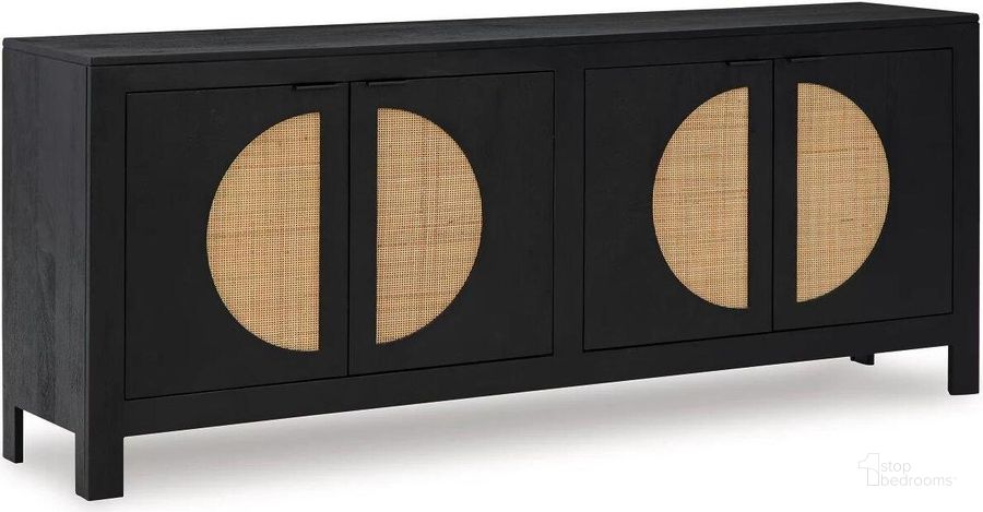 The appearance of Cliffiings Accent Cabinet In Black and Natural designed by Signature Design by Ashley in the modern / contemporary interior design. This black and natural piece of furniture  was selected by 1StopBedrooms from Cliffiings Collection to add a touch of cosiness and style into your home. Sku: A4000575. Material: Wood. Product Type: Accent Cabinet. Image1