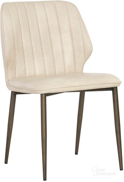 The appearance of Clinton Dining Chair Set Of 2 In Bronze In Bravo Cream designed by Sunpan in the modern / contemporary interior design. This bronze piece of furniture  was selected by 1StopBedrooms from Clinton Collection to add a touch of cosiness and style into your home. Sku: 106695. Material: Faux Leather. Product Type: Dining Chair. Image1