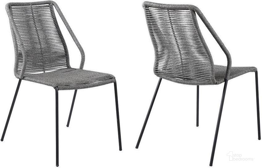 The appearance of Clip Indoor Outdoor Stackable Steel Dining Chair With Grey Rope designed by Armen Living in the modern / contemporary interior design. This grey piece of furniture  was selected by 1StopBedrooms from Clip Collection to add a touch of cosiness and style into your home. Sku: LCCPSIGRY. Product Type: Dining Chair. Material: Stainless Steel. Image1