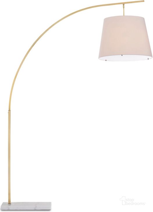 The appearance of Cloister Large Brass Floor Lamp designed by Currey & Company in the modern / contemporary interior design. This brass piece of furniture  was selected by 1StopBedrooms from Cloister Collection to add a touch of cosiness and style into your home. Sku: 8000-0125. Material: Metal. Product Type: Floor Lamp. Image1
