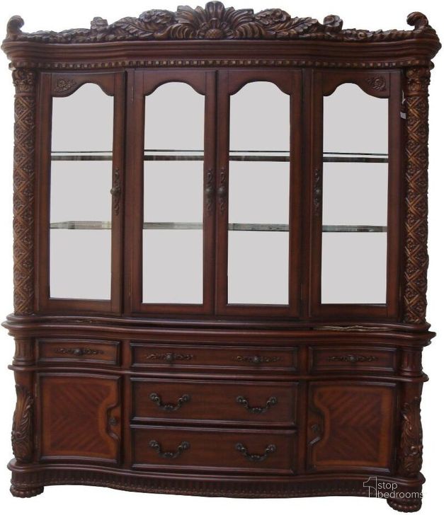The appearance of Cloud Lake Cherry China Cabinet designed by Leisure Living in the rustic / southwestern interior design. This cherry piece of furniture  was selected by 1StopBedrooms from Cloud Lake Collection to add a touch of cosiness and style into your home. Sku: 60006B;60007H. Product Type: China. Material: Vinyl. Image1