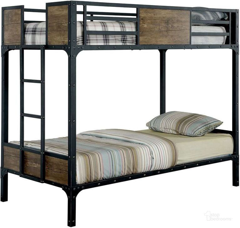 The appearance of Clapton Twin Over Twin Metal Bunk Bed designed by Furniture of America in the transitional interior design. This black piece of furniture  was selected by 1StopBedrooms from Clapton Collection to add a touch of cosiness and style into your home. Sku: CM-BK029TT. Bed Type: Bunk Bed. Material: Metal. Product Type: Bunk Bed. Bed Size: Twin Over Twin. Image1