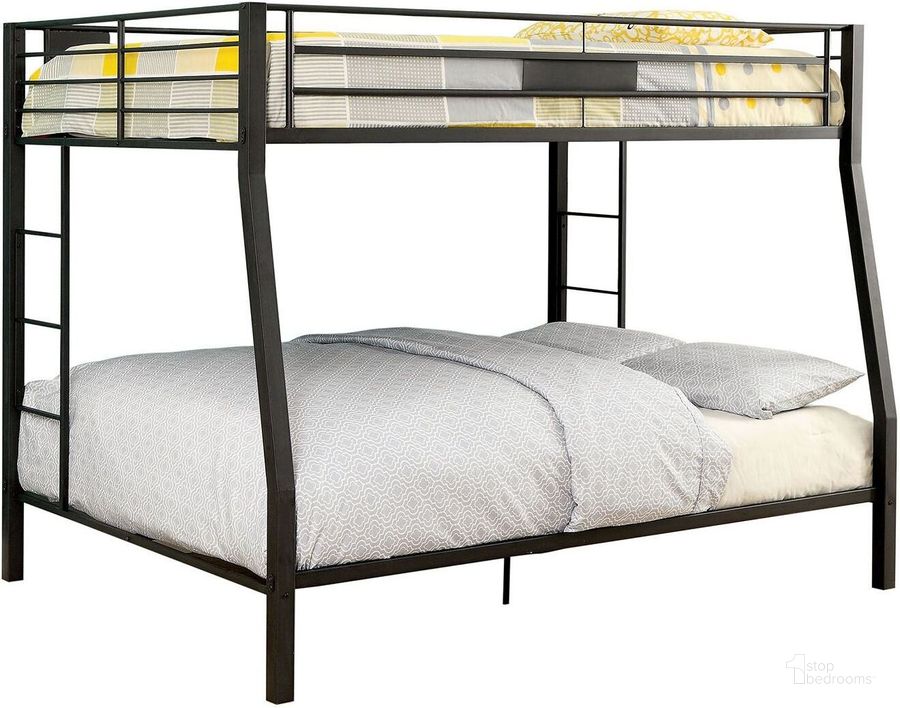 The appearance of Claren Black Full Over Queen Bunk Bed designed by Furniture of America in the modern / contemporary interior design. This black piece of furniture  was selected by 1StopBedrooms from Claren Collection to add a touch of cosiness and style into your home. Sku: CM-BK939FQ-1;CM-BK939FQ-2. Bed Type: Bunk Bed. Material: Metal. Product Type: Bunk Bed. Bed Size: Full Over Queen. Image1