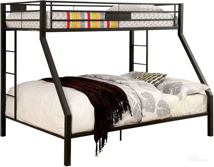 The appearance of Claren Black Twin Over Queen Bunk Bed designed by Furniture of America in the modern / contemporary interior design. This black piece of furniture  was selected by 1StopBedrooms from Claren Collection to add a touch of cosiness and style into your home. Sku: CM-BK939TQ-1;CM-BK939TQ-2. Bed Type: Bunk Bed. Product Type: Bunk Bed. Bed Size: Twin Over Queen. Image1