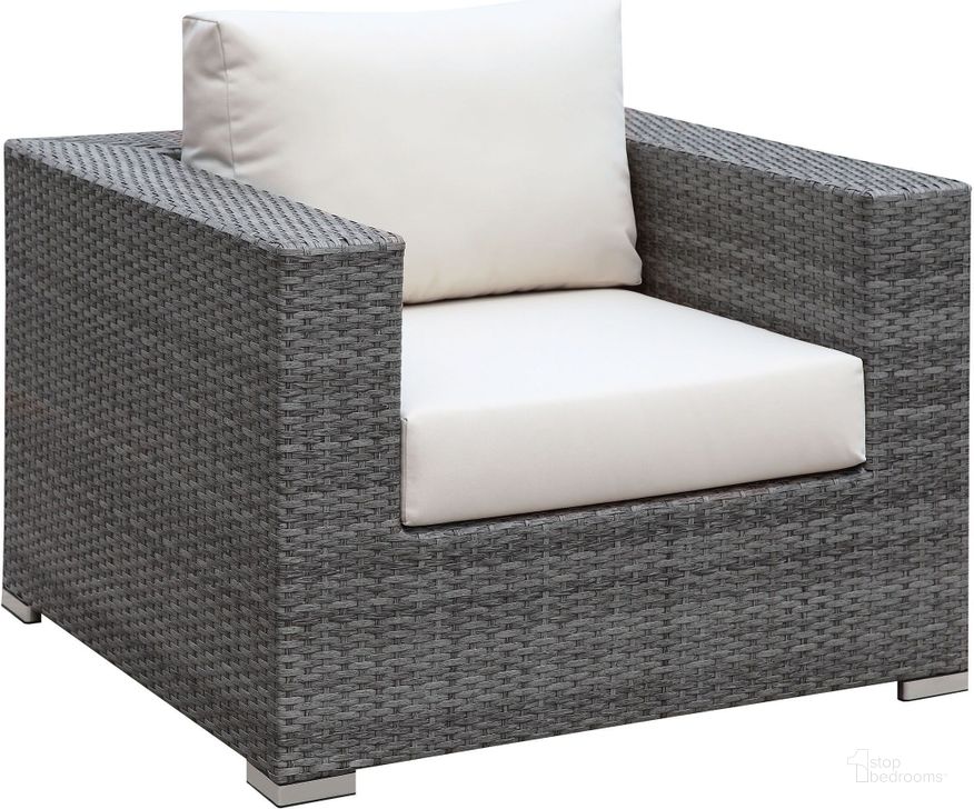 The appearance of Somani Gray and Ivory Arm Chair designed by Furniture of America in the modern / contemporary interior design. This beige piece of furniture  was selected by 1StopBedrooms from Somani Collection to add a touch of cosiness and style into your home. Sku: CM-OS2128-I. Material: Fabric. Product Type: Outdoor Chair. Image1